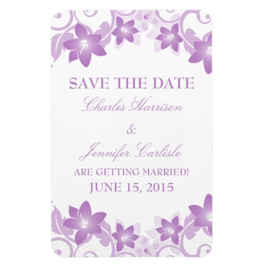 Einfache Blumenschrift Speichern Sie das Datumsfen Magnet (Vertikal)