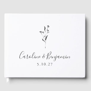 Einfache Blumenschrift White Boho Wedding Custom Gästebuch