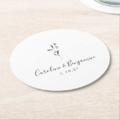 Einfache Blumenschrift White Boho Wedding Custom Runder Pappuntersetzer (Angewinkelt)