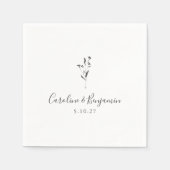 Einfache Blumenschrift White Boho Wedding Custom Serviette (Vorderseite)