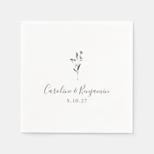 Einfache Blumenschrift White Boho Wedding Custom Serviette (Vorderseite)