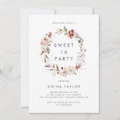 Einfache Blumensüße 16 Geburtstag Einladung (Vorderseite)