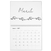 Einfache Blumenzweige, handschriftlicher Kalender (Mär 2027)