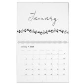 Einfache Blumenzweige, handschriftlicher Kalender (Jan 2026)