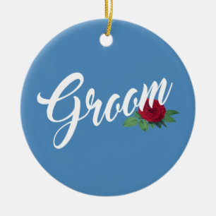 Einfache Blumige Hochzeit Kalligrafie für den Bräu Keramik Ornament