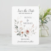 Einfache Blush-Blues-Hochzeit Speichern Sie die Da Save The Date (Stehend Vorderseite)