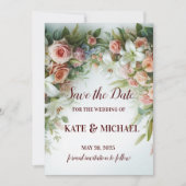 Einfache Blush-Blues-Hochzeit Speichern Sie die Da Save The Date (Vorderseite)