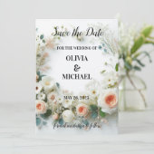 Einfache Blush-Blues-Hochzeit Speichern Sie die Da Save The Date (Stehend Vorderseite)
