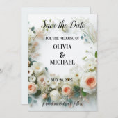 Einfache Blush-Blues-Hochzeit Speichern Sie die Da Save The Date (Vorne/Hinten)