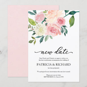 Einfache Blush-Blumen-Hochzeit-Verschiebung auf ne Einladung