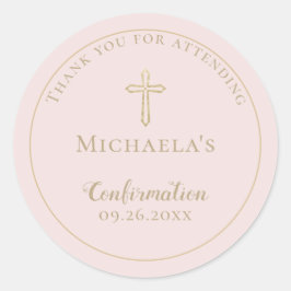 Einfache Blush-Gold-Cross-Bestätigung Runder Aufkleber