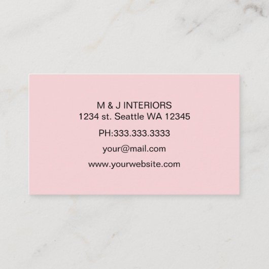 Einfache Blush-handgeschriebene Skriptkalligrafie Visitenkarte (Rückseite)