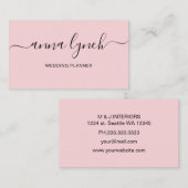 Einfache Blush-handgeschriebene Skriptkalligrafie Visitenkarte (Vorne/Hinten)