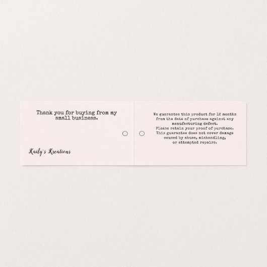 Einfache Blush-Logo-UPC-Kleidung Preis-Markierung (Innenseite Aufgefaltet)