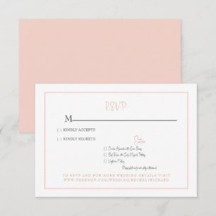 Einfache Blush Moderne Schrift Hochzeit RSVP Karte