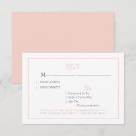 Einfache Blush Moderne Schriftart Hochzeit RSVP-Ka RSVP Karte