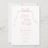 Einfache Blush Pink Bow Bridal Dusche Einladung (Vorderseite)