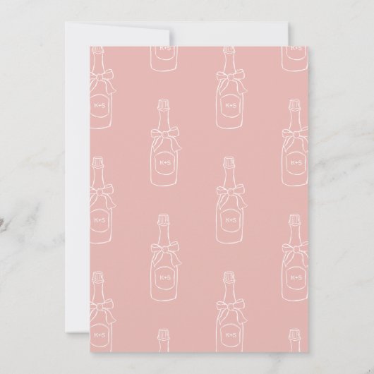 Einfache Blush Pink Bow Bridal Dusche Einladung (Rückseite)