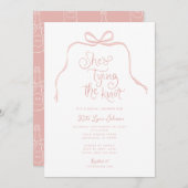 Einfache Blush Pink Bow Bridal Dusche Einladung (Vorne/Hinten)