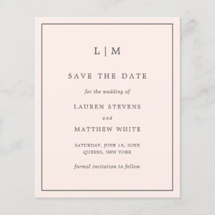 Einfache Blush Pink Budget Hochzeit speichern Sie