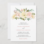 Einfache Blush Pink Floral Elegante Hochzeit Einladung (Vorderseite)