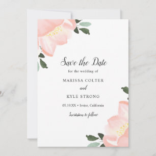 Einfache Blush Pink Floral Elegante Hochzeit Save The Date