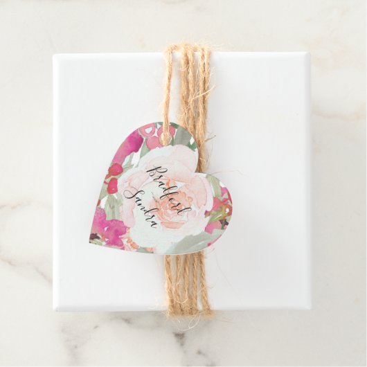 Einfache Blush Pink Fushia Blumenzettel Geschenkanhänger (Beispiel)