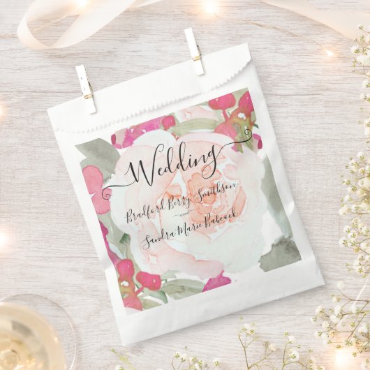 Einfache Blush Pink Fushia Blumenzettel Geschenktütchen (Ausgeschnitten)