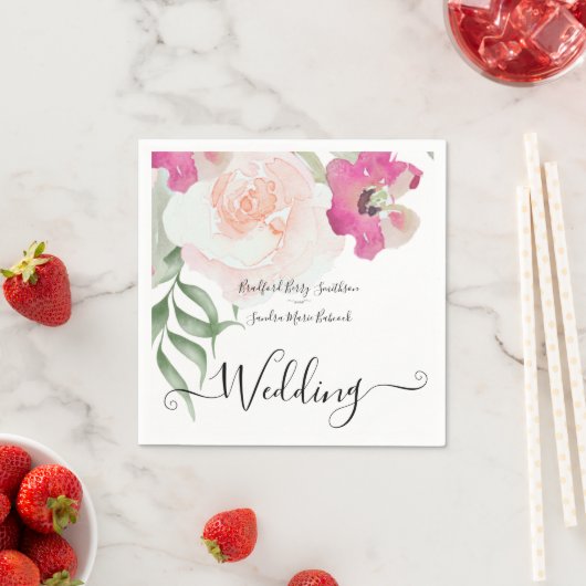 Einfache Blush Pink Fushia Blumenzettel Serviette (Beispiel)