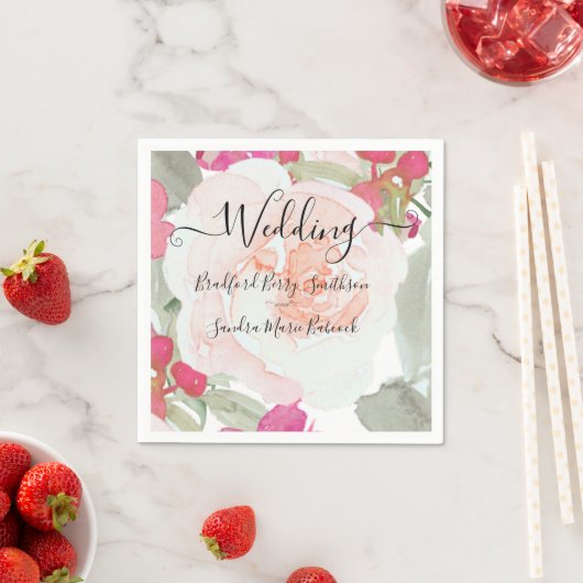 Einfache Blush Pink Fushia Blumenzettel Serviette (Beispiel)