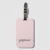 Einfache Blush Pink-Girl-Monogramm-Namensschrift Gepäckanhänger (Vorderseite Vertikal)