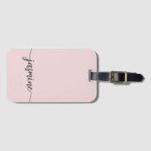 Einfache Blush Pink-Girl-Monogramm-Namensschrift Gepäckanhänger (Vorderseite (Horizontal))