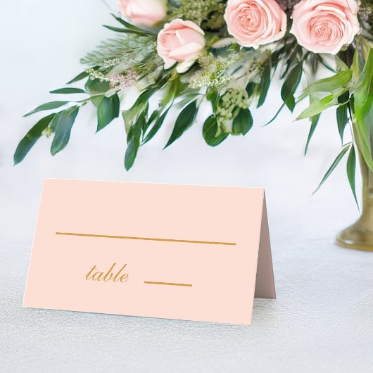 Einfache Blush Pink Golden Calligraphy Wedding Platzkarte