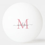 Einfache Blush Pink Gray Monogram Moderne Chic Scr Tischtennisball (Vorderseite)