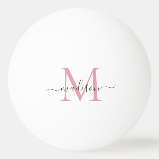 Einfache Blush Pink Gray Monogram Moderne Chic Scr Tischtennisball (Rückseite)