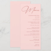 Einfache Blush Pink-Hochzeit Menükarte (Vorne/Hinten)