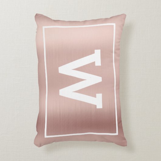 Einfache Blush Pink Initial Monogram Dekokissen (Vorderseite(Vertikal))