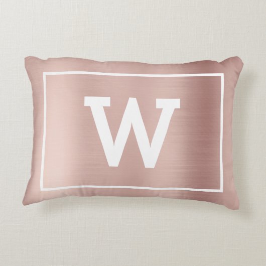 Einfache Blush Pink Initial Monogram Dekokissen (Rückseite)