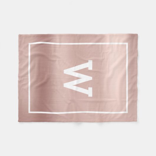 Einfache Blush Pink Initial Monogram Fleecedecke (Vorderseite (Horizontal))