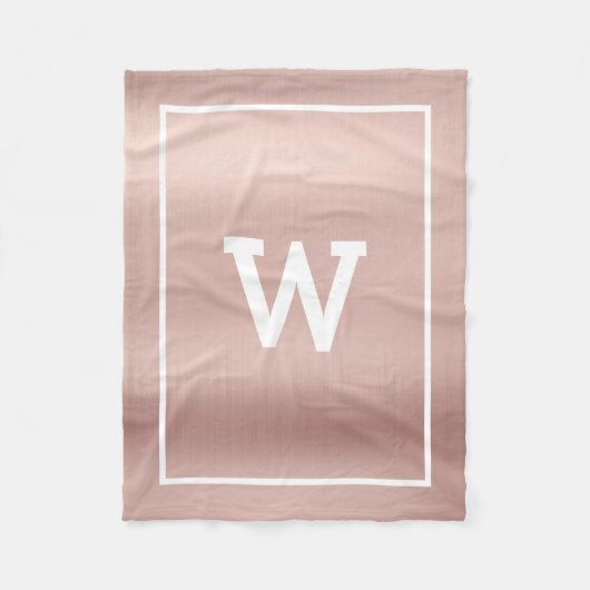 Einfache Blush Pink Initial Monogram Fleecedecke (Vorderseite)