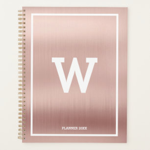 Einfache Blush Pink Initial Monogram Monthly Planer