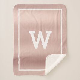 Einfache Blush Pink Initial Monogram Sherpa Blanke Sherpadecke