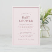 Einfache Blush Pink Kinderdusche Einladung (Stehend Vorderseite)