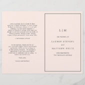 Einfache Blush Pink Monogram Elegant Wedding Progr (Vorderseite)