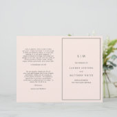 Einfache Blush Pink Monogram Elegant Wedding Progr (Stehend Vorderseite)