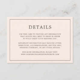 Einfache Blush Pink Monogram Elegante Hochzeit Begleitkarte