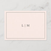 Einfache Blush Pink Monogram Elegante Hochzeit Begleitkarte (Rückseite)