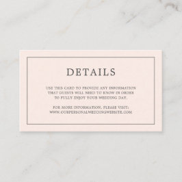 Einfache Blush Pink Monogram Elegante Hochzeit Begleitkarte