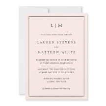 Einfache Blush Pink Monogram Elegante Hochzeit