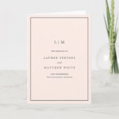 Einfache Blush Pink Monogram Elegante Hochzeit Programm (Vorderseite)
